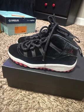 Jordan Kids Black and Red High-Top Sneakers